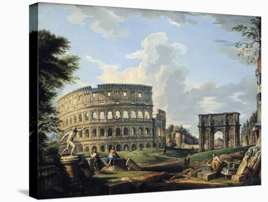 The Colosseum and the Arch of Constantine-Giovanni Paolo Pannini-Stretched Canvas