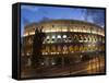 The Colosseum at Night with Traffic Trails, Rome, Lazio, Italy-Christian Kober-Framed Stretched Canvas