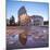 The Colosseum (Flavian Amphitheatre), UNESCO World Heritage Site, reflected in a puddle at dusk, Ro-Roberto Moiola-Mounted Photographic Print