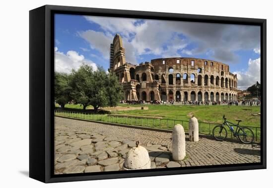 The Colosseum or Coliseum and a Roman Stone Pavement, Rome, Italy-Mauricio Abreu-Framed Stretched Canvas