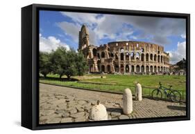 The Colosseum or Coliseum and a Roman Stone Pavement, Rome, Italy-Mauricio Abreu-Framed Stretched Canvas