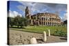 The Colosseum or Coliseum and a Roman Stone Pavement, Rome, Italy-Mauricio Abreu-Stretched Canvas