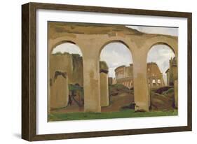 The Colosseum, Seen Through the Arcades of the Basilica of Constantine, 1825-Jean-Baptiste-Camille Corot-Framed Giclee Print