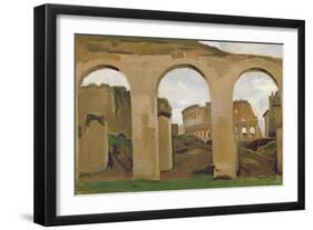 The Colosseum, Seen Through the Arcades of the Basilica of Constantine, 1825-Jean-Baptiste-Camille Corot-Framed Giclee Print