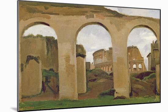 The Colosseum, Seen Through the Arcades of the Basilica of Constantine, 1825-Jean-Baptiste-Camille Corot-Mounted Giclee Print