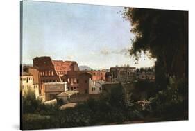 The Colosseum: View from the Farnese Gardens, Rome, 1826-Jean-Baptiste-Camille Corot-Stretched Canvas