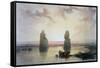 The Colossi of Memnon, at Thebes, During the Inundation, 19th Century-David Roberts-Framed Stretched Canvas