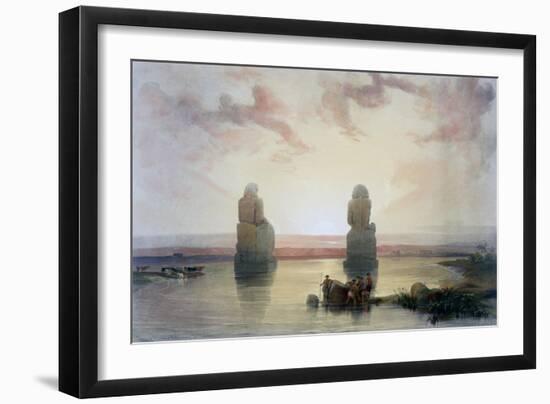 The Colossi of Memnon, at Thebes, During the Inundation, 19th Century-David Roberts-Framed Giclee Print