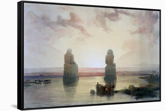 The Colossi of Memnon, at Thebes, During the Inundation, 19th Century-David Roberts-Framed Stretched Canvas