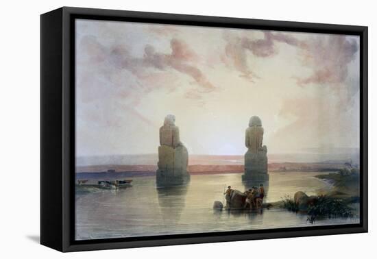 The Colossi of Memnon, at Thebes, During the Inundation, 19th Century-David Roberts-Framed Stretched Canvas