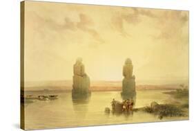 The Colossi of Memnon, at Thebes, During the Inundation, from "Egypt and Nubia," Vol.1-David Roberts-Stretched Canvas