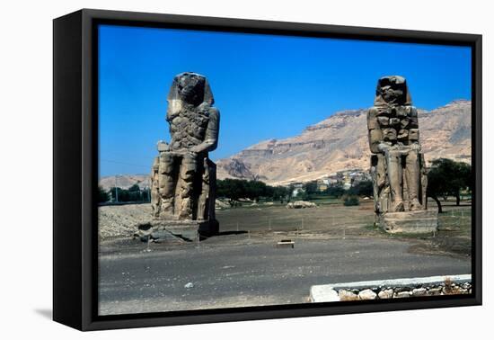 The Colossi of Memnon, Near the Valley of the Kings, Egypt, 14th Century Bc-null-Framed Stretched Canvas