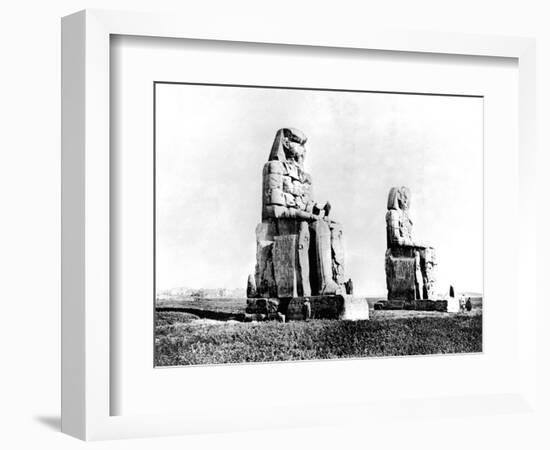 The Colossi of Memnon, Thebes, Nubia, Egypt, 1887-Henri Bechard-Framed Giclee Print