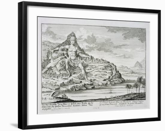 The Colossus of Mount Athos, Macedonia, by Dinocrates, the Architect of Alexander the Great-Johann Bernhard Fischer Von Erlach-Framed Giclee Print