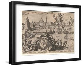 The Colossus of Rhodes after Maarten Van Heemskerck, 1572-Philipp Galle-Framed Giclee Print
