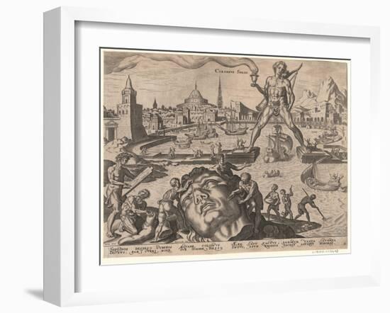 The Colossus of Rhodes after Maarten Van Heemskerck, 1572-Philipp Galle-Framed Giclee Print