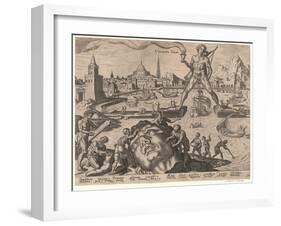 The Colossus of Rhodes after Maarten Van Heemskerck, 1572-Philipp Galle-Framed Giclee Print