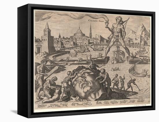 The Colossus of Rhodes after Maarten Van Heemskerck, 1572-Philipp Galle-Framed Stretched Canvas