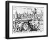 The Colossus of Rhodes (Engraving)-Maerten van Heemskerck-Framed Giclee Print