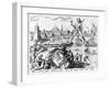 The Colossus of Rhodes (Engraving)-Maerten van Heemskerck-Framed Giclee Print