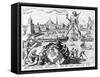 The Colossus of Rhodes (Engraving)-Maerten van Heemskerck-Framed Stretched Canvas