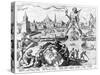 The Colossus of Rhodes (Engraving)-Maerten van Heemskerck-Stretched Canvas