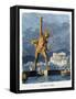 The Colossus of Rhodes, from a Series of the "Seven Wonders of the Ancient World"-Ferdinand Knab-Framed Stretched Canvas