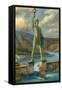 The Colossus of Rhodes-English School-Framed Stretched Canvas