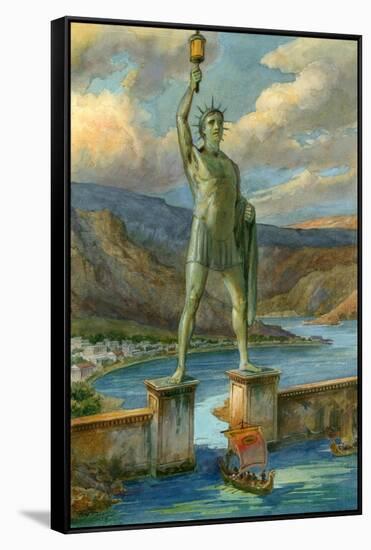 The Colossus of Rhodes-English School-Framed Stretched Canvas