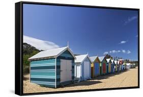 The Colourful Brighton Bathing Boxes Located on Middle Brighton Beach, Brighton, Melbourne-Cahir Davitt-Framed Stretched Canvas