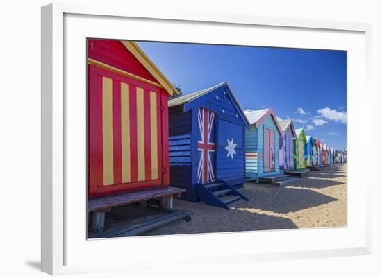 The Colourful Brighton Bathing Boxes Located on Middle Brighton Beach, Brighton, Melbourne-Cahir Davitt-Framed Photographic Print