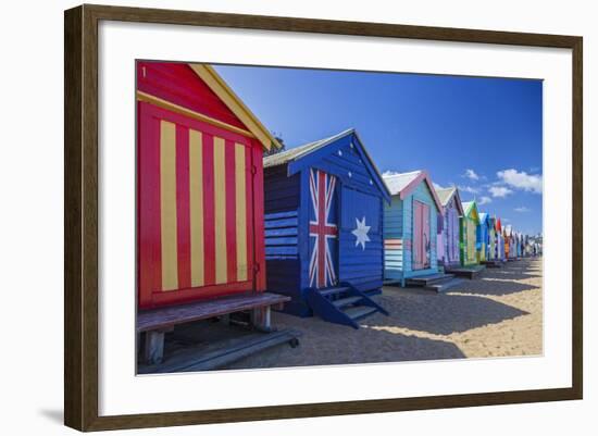 The Colourful Brighton Bathing Boxes Located on Middle Brighton Beach, Brighton, Melbourne-Cahir Davitt-Framed Photographic Print