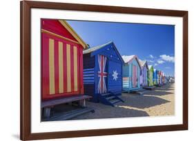 The Colourful Brighton Bathing Boxes Located on Middle Brighton Beach, Brighton, Melbourne-Cahir Davitt-Framed Photographic Print