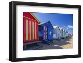 The Colourful Brighton Bathing Boxes Located on Middle Brighton Beach, Brighton, Melbourne-Cahir Davitt-Framed Photographic Print