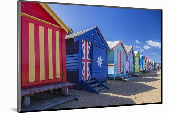 The Colourful Brighton Bathing Boxes Located on Middle Brighton Beach, Brighton, Melbourne-Cahir Davitt-Mounted Photographic Print
