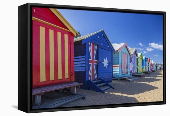 The Colourful Brighton Bathing Boxes Located on Middle Brighton Beach, Brighton, Melbourne-Cahir Davitt-Framed Stretched Canvas