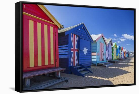 The Colourful Brighton Bathing Boxes Located on Middle Brighton Beach, Brighton, Melbourne-Cahir Davitt-Framed Stretched Canvas