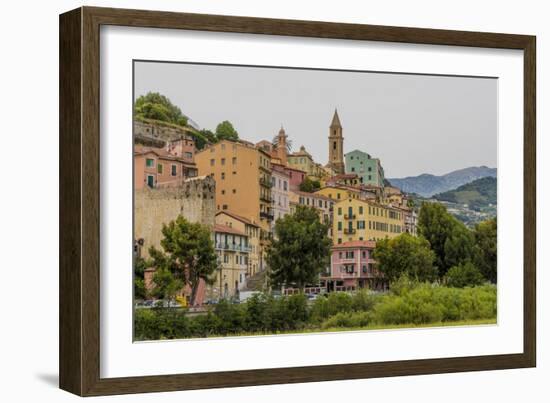 The colourful buildings in Ventimiglia, Liguria, Italy-Chris Mouyiaris-Framed Photographic Print