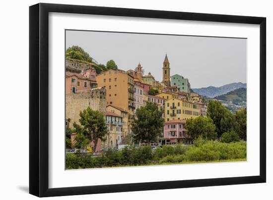 The colourful buildings in Ventimiglia, Liguria, Italy-Chris Mouyiaris-Framed Photographic Print