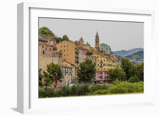 The colourful buildings in Ventimiglia, Liguria, Italy-Chris Mouyiaris-Framed Photographic Print