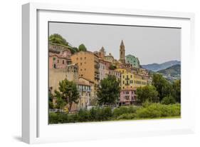 The colourful buildings in Ventimiglia, Liguria, Italy-Chris Mouyiaris-Framed Photographic Print