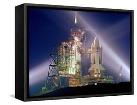 The Columbia on Launch Pad Prior to First Launch of 30 Year Space Shuttle Program, Apr 12, 1981-null-Framed Stretched Canvas