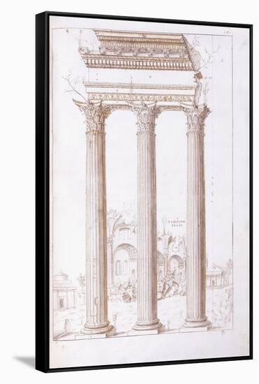 The Columns of the Temple of Castor and Pollux-Giulio Romano-Framed Stretched Canvas