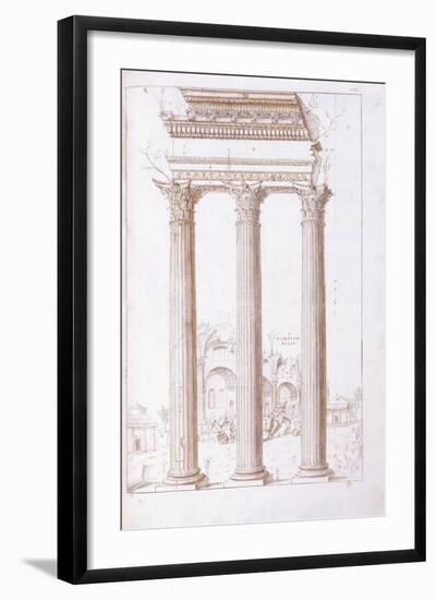 The Columns of the Temple of Castor and Pollux-Giulio Romano-Framed Giclee Print