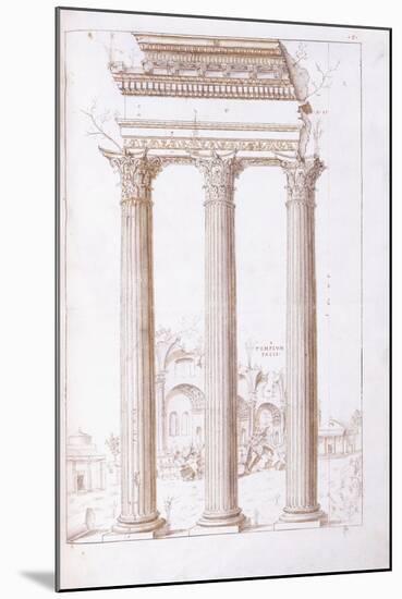 The Columns of the Temple of Castor and Pollux-Giulio Romano-Mounted Giclee Print