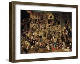 The Combat Between Carnival and Lent, C. 1560-Pieter Brueghel the Younger-Framed Giclee Print