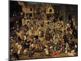 The Combat Between Carnival and Lent, C. 1560-Pieter Brueghel the Younger-Mounted Giclee Print