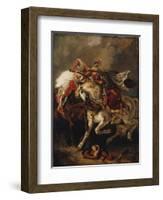 The Combat of the Giaour and the Pasha-Eugene Delacroix-Framed Giclee Print