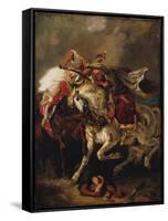 The Combat of the Giaour and the Pasha-Eugene Delacroix-Framed Stretched Canvas