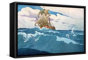 The Coming of the Mayflower in 1620, 1941 (Oil on Canvas)-Newell Convers Wyeth-Framed Stretched Canvas